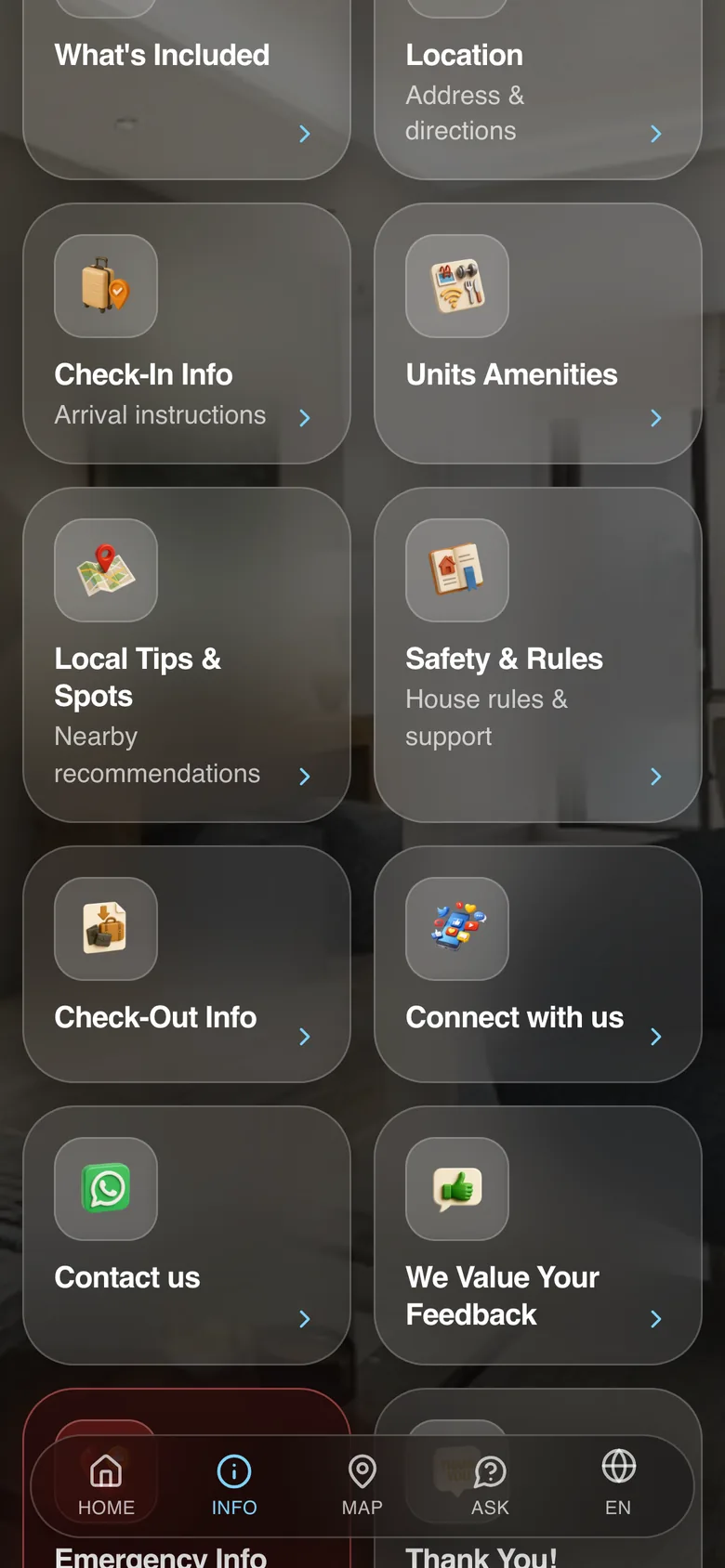 The guest guide on a phone